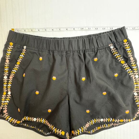 MADEWELL Shorts M Black Embroidered Pull-On Cotton Modal Blend Spring Casual - Picture 6 of 8